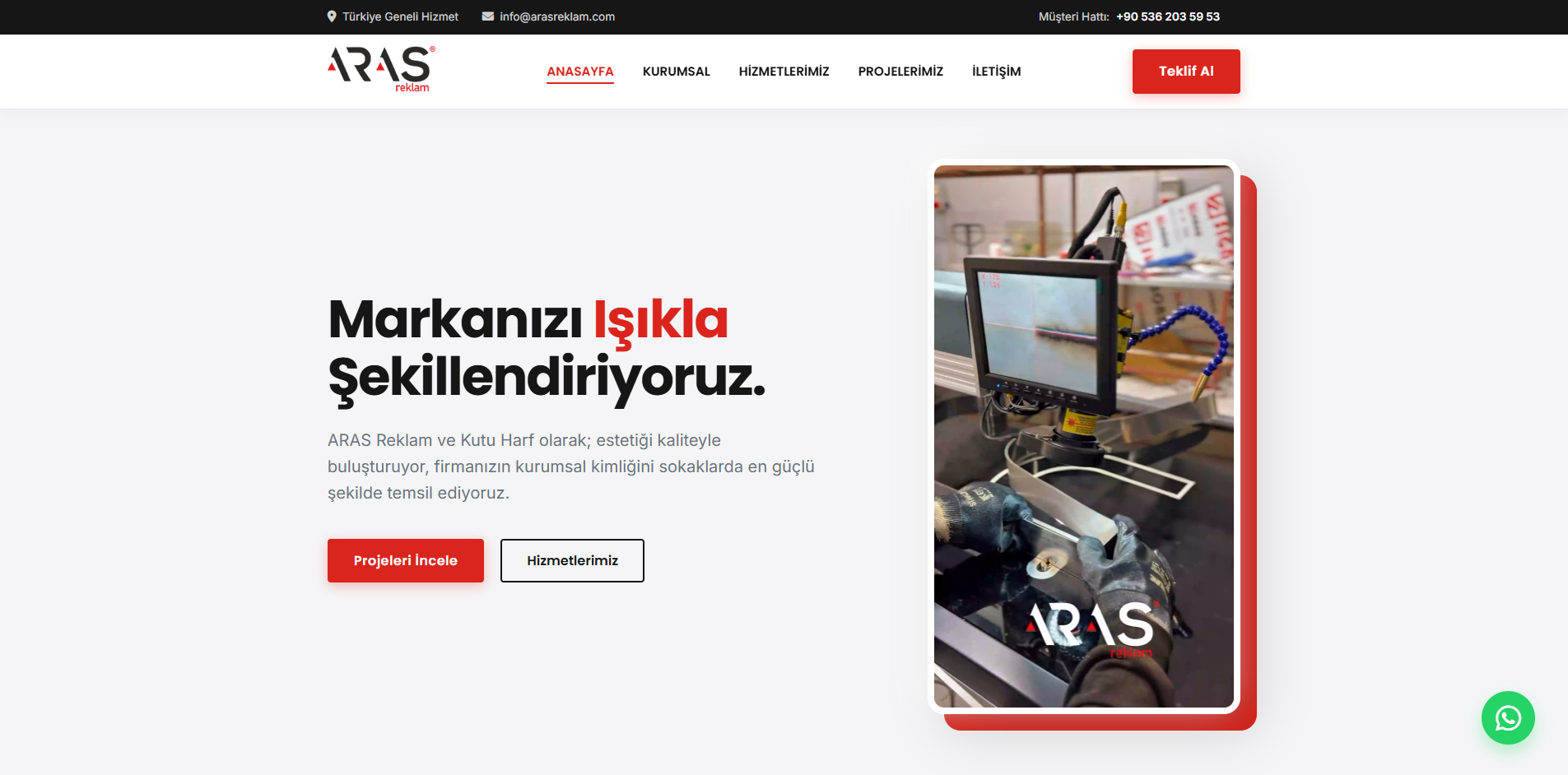 Aras Reklam kurumsal web sitesi