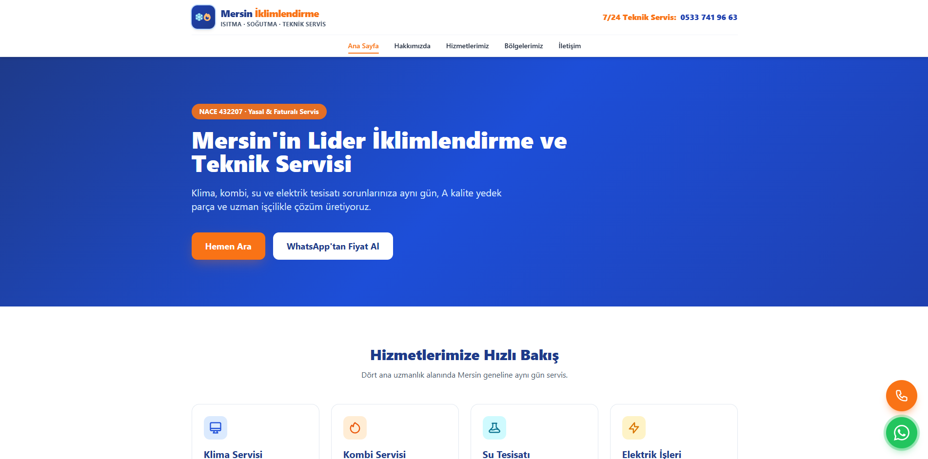 Mersin İklimlendirme kurumsal web sitesi