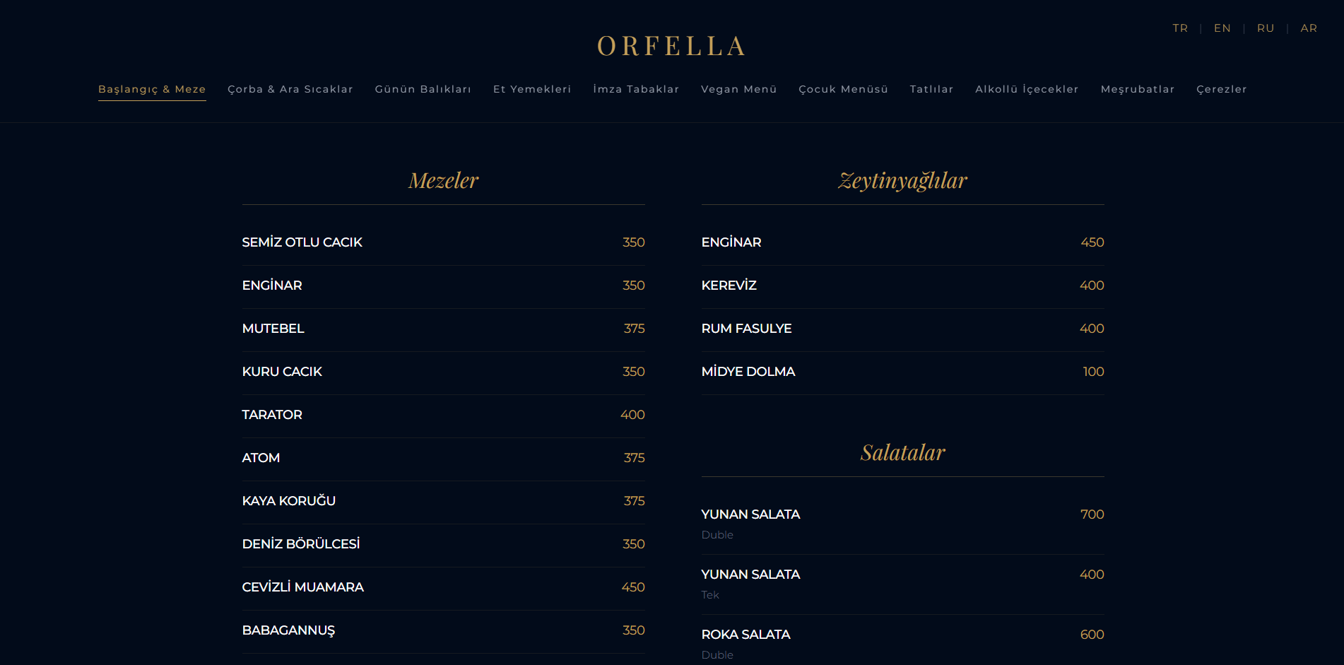 Orfella QR menü